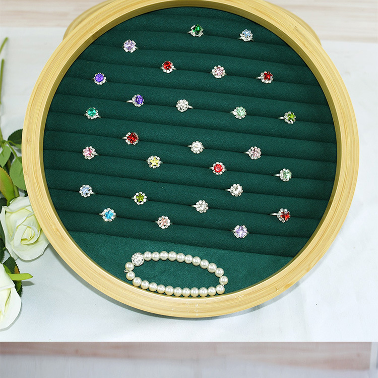 Bamboo Wood Hundred Positions Ring Box Dustproof Jewelry Box Counter Display Ear Studs Earrings Tray with Lid Jewelry Display Shelf