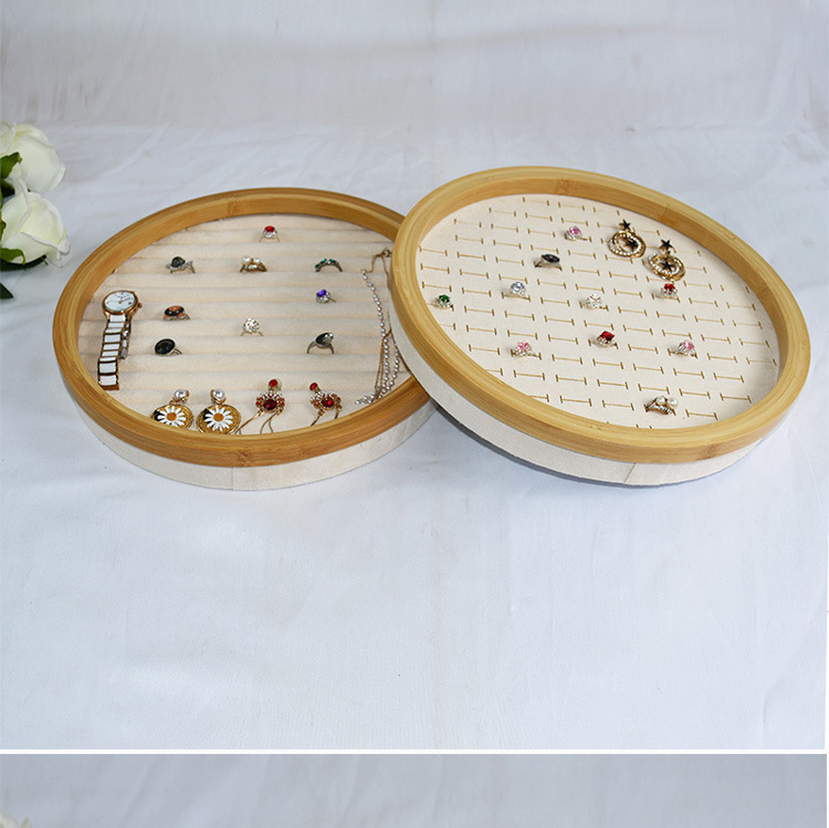 Bamboo Wood Hundred Positions Ring Box Dustproof Jewelry Box Counter Display Ear Studs Earrings Tray with Lid Jewelry Display Shelf