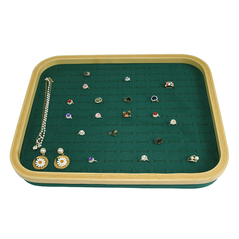 Bamboo Wood Hundred Positions Ring Box Dustproof Jewelry Box Counter Display Ear Studs Earrings Tray with Lid Jewelry Display Shelf