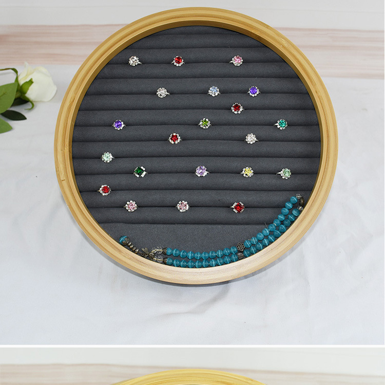 Bamboo Wood Hundred Positions Ring Box Dustproof Jewelry Box Counter Display Ear Studs Earrings Tray with Lid Jewelry Display Shelf