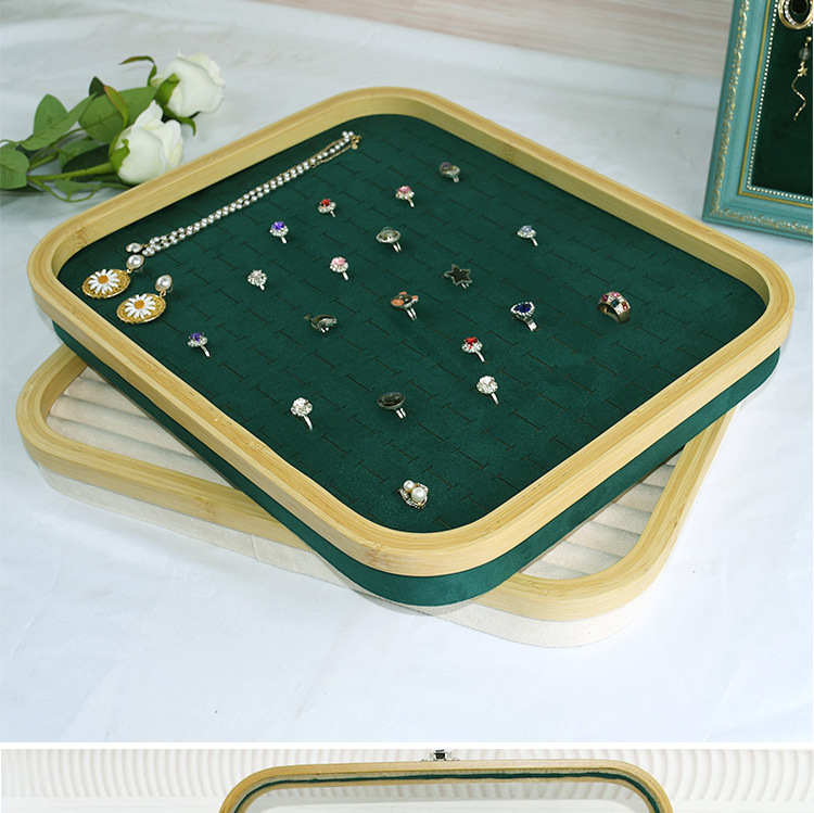 Bamboo Wood Hundred Positions Ring Box Dustproof Jewelry Box Counter Display Ear Studs Earrings Tray with Lid Jewelry Display Shelf