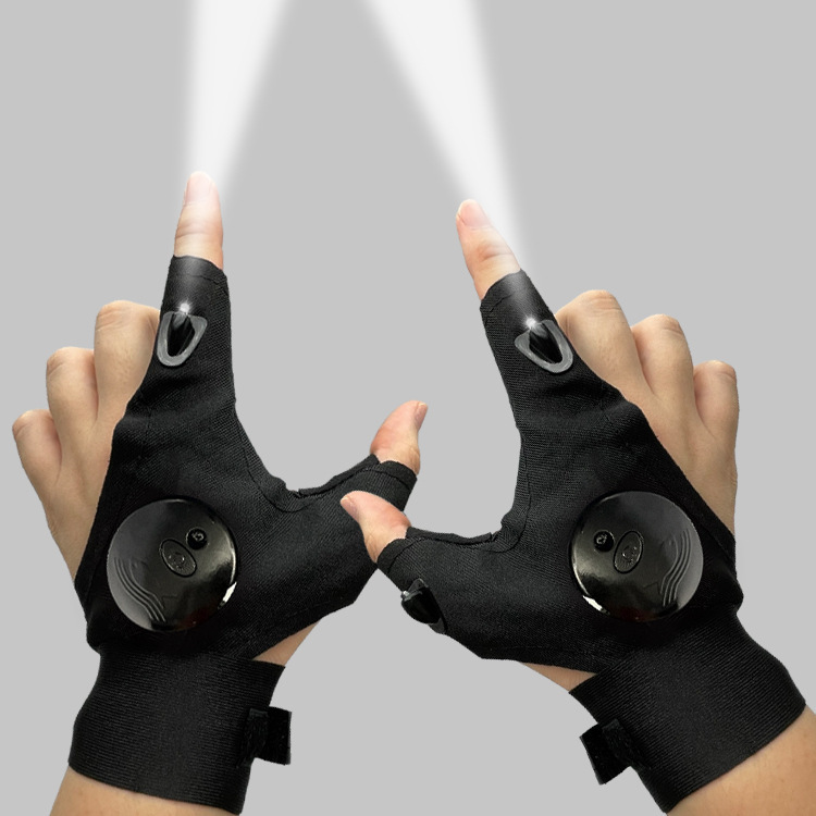 Led Rechargeable Sunscreen Fishing Gloves Button Waterproof Breathable with Light Finger Stall Outdoor Lighting Repair Gloves