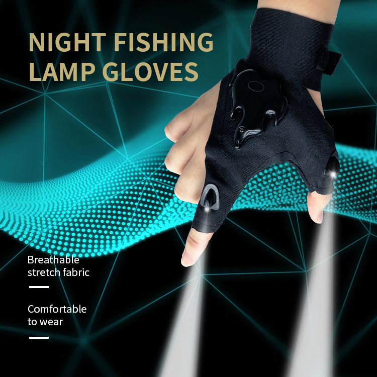 Led Rechargeable Sunscreen Fishing Gloves Button Waterproof Breathable with Light Finger Stall Outdoor Lighting Repair Gloves