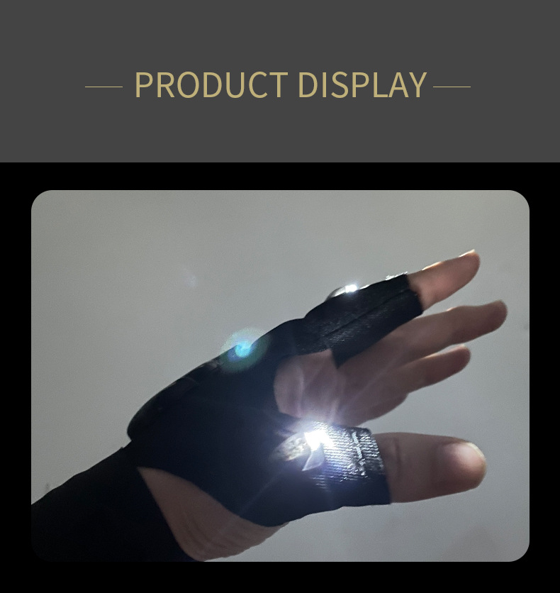 Led Rechargeable Sunscreen Fishing Gloves Button Waterproof Breathable with Light Finger Stall Outdoor Lighting Repair Gloves
