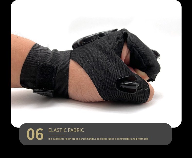 Led Rechargeable Sunscreen Fishing Gloves Button Waterproof Breathable with Light Finger Stall Outdoor Lighting Repair Gloves