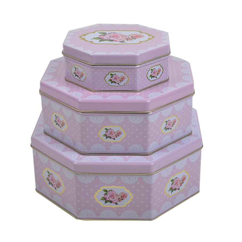 European flowers octagonal horse mouth box wedding with a gift box chocolate candy box metal box storage box