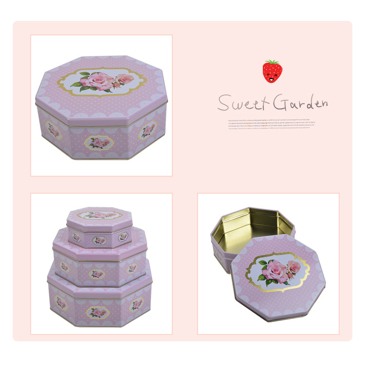 European flowers octagonal horse mouth box wedding with a gift box chocolate candy box metal box storage box European flowers octagonal horse mouth box wedding with a gift box chocolate candy box metal box storage box