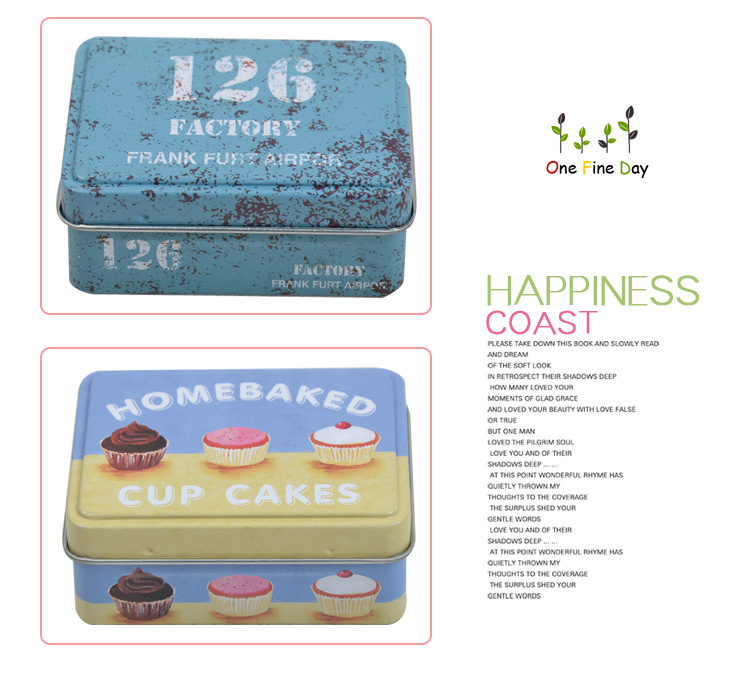 Cartoon receiving box hardware long square box tinplate box wedding candy box jewelry gift box condom box set Cartoon receiving box hardware long square box tinplate box wedding candy box jewelry gift box condom box set