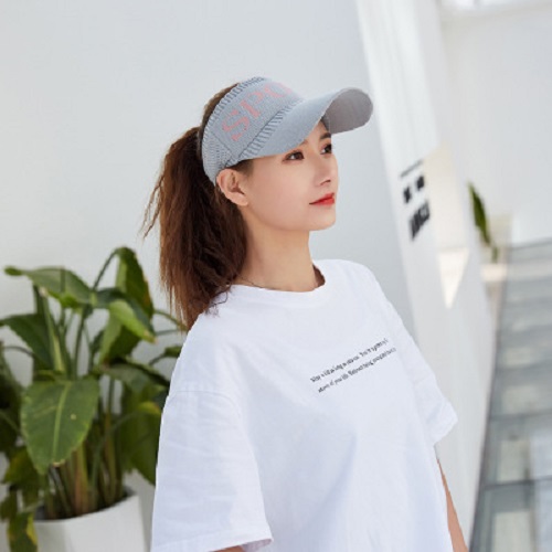 Spring and Summer Korean Style Topless Hat Outdoor Sun Hat Knitted Short Brim Cotton Line Peaked Cap Letter Baseball Cap