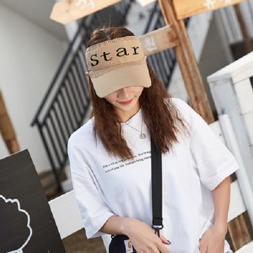 Spring and Summer Korean Style Topless Hat Outdoor Sun Hat Knitted Short Brim Cotton Line Peaked Cap Letter Baseball Cap