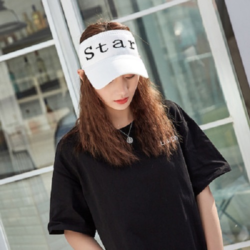 Spring and Summer Korean Style Topless Hat Outdoor Sun Hat Knitted Short Brim Cotton Line Peaked Cap Letter Baseball Cap
