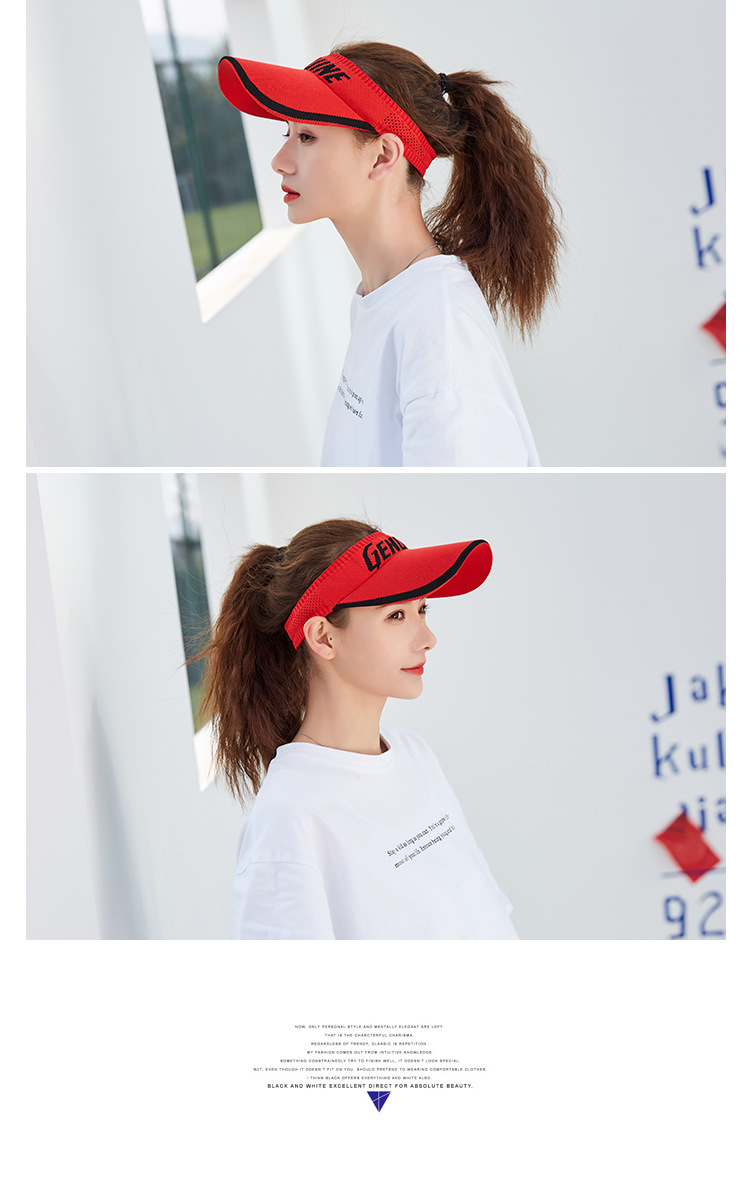 Spring and Summer Korean Style Topless Hat Outdoor Sun Hat Knitted Short Brim Cotton Line Peaked Cap Letter Baseball Cap