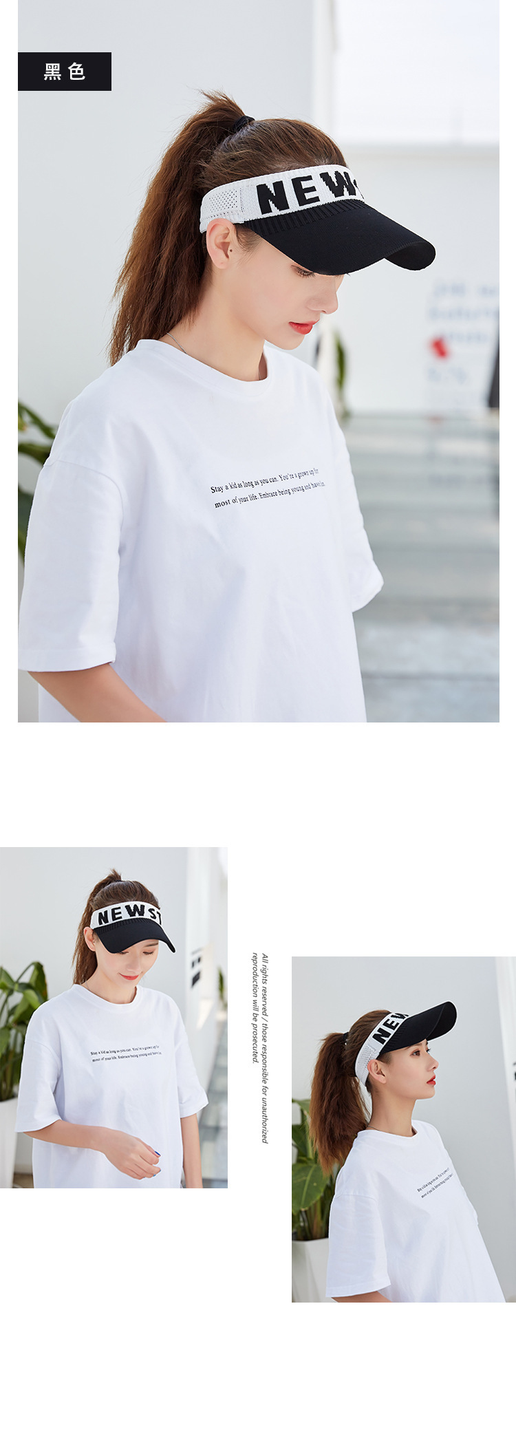 Spring and Summer Korean Style Topless Hat Outdoor Sun Hat Knitted Short Brim Cotton Line Peaked Cap Letter Baseball Cap