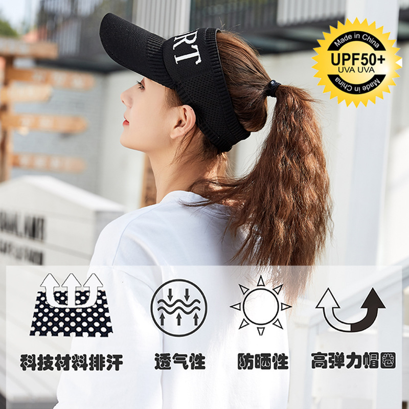 Spring and Summer Korean Style Topless Hat Outdoor Sun Hat Knitted Short Brim Cotton Line Peaked Cap Letter Baseball Cap