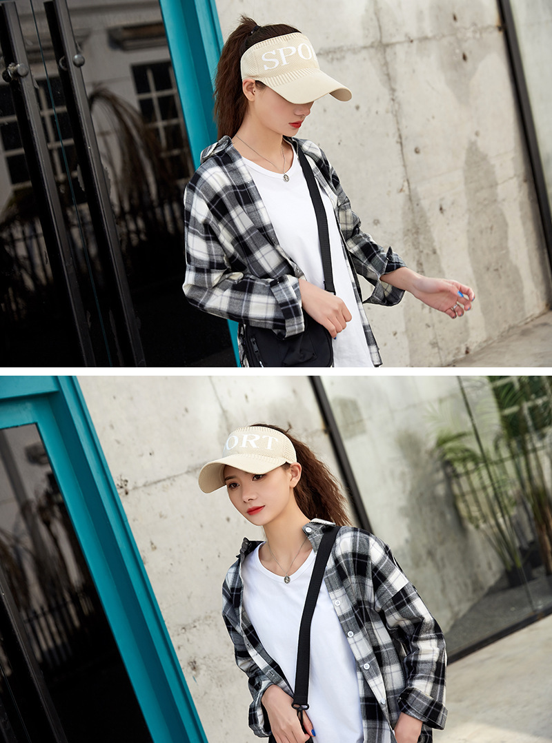 Spring and Summer Korean Style Topless Hat Outdoor Sun Hat Knitted Short Brim Cotton Line Peaked Cap Letter Baseball Cap