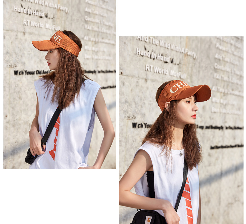 Spring and Summer Korean Style Topless Hat Outdoor Sun Hat Knitted Short Brim Cotton Line Peaked Cap Letter Baseball Cap