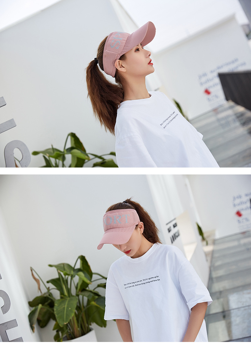 Spring and Summer Korean Style Topless Hat Outdoor Sun Hat Knitted Short Brim Cotton Line Peaked Cap Letter Baseball Cap