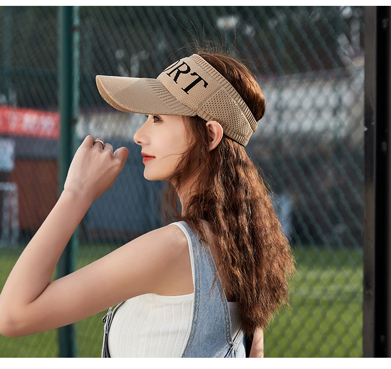 Spring and Summer Korean Style Topless Hat Outdoor Sun Hat Knitted Short Brim Cotton Line Peaked Cap Letter Baseball Cap
