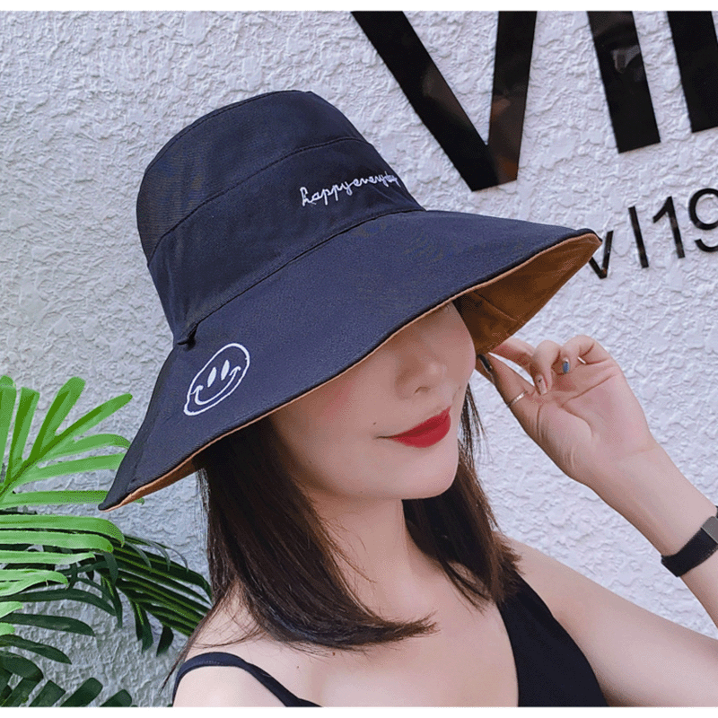 Factory Wholesale New Reversible Fisherman Hat Little Daisy Embroidered Sun Hat Korean Fashion Smiley Leisure Basin Hat Factory Wholesale New Reversible Fisherman Hat Little Daisy Embroidered Sun Hat Korean Fashion Smiley Leisure Basin Hat