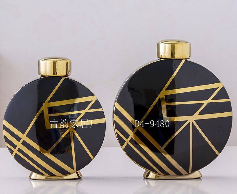 Guyun Home Factory Direct Ceramic Crafts Light Luxury Decoration Handmade Golden Edge High Temperature Vase Candy Box