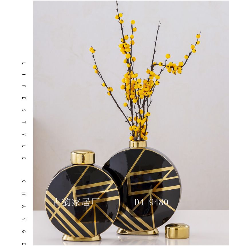 Guyun Home Factory Direct Ceramic Crafts Light Luxury Decoration Handmade Golden Edge High Temperature Vase Candy Box Guyun Home Factory Direct Ceramic Crafts Light Luxury Decoration Handmade Golden Edge High Temperature Vase Candy Box