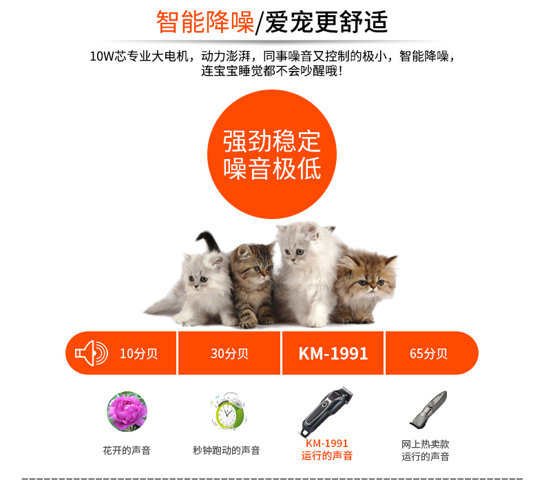 KM-1991 Pet Hair Clipper Golden Retriever Samo Electric Clipper High-Power Mute Motor
