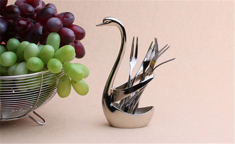 Kitchen tools zinc-alloy swan base fruit fork coffee spoon and other tableware tarps