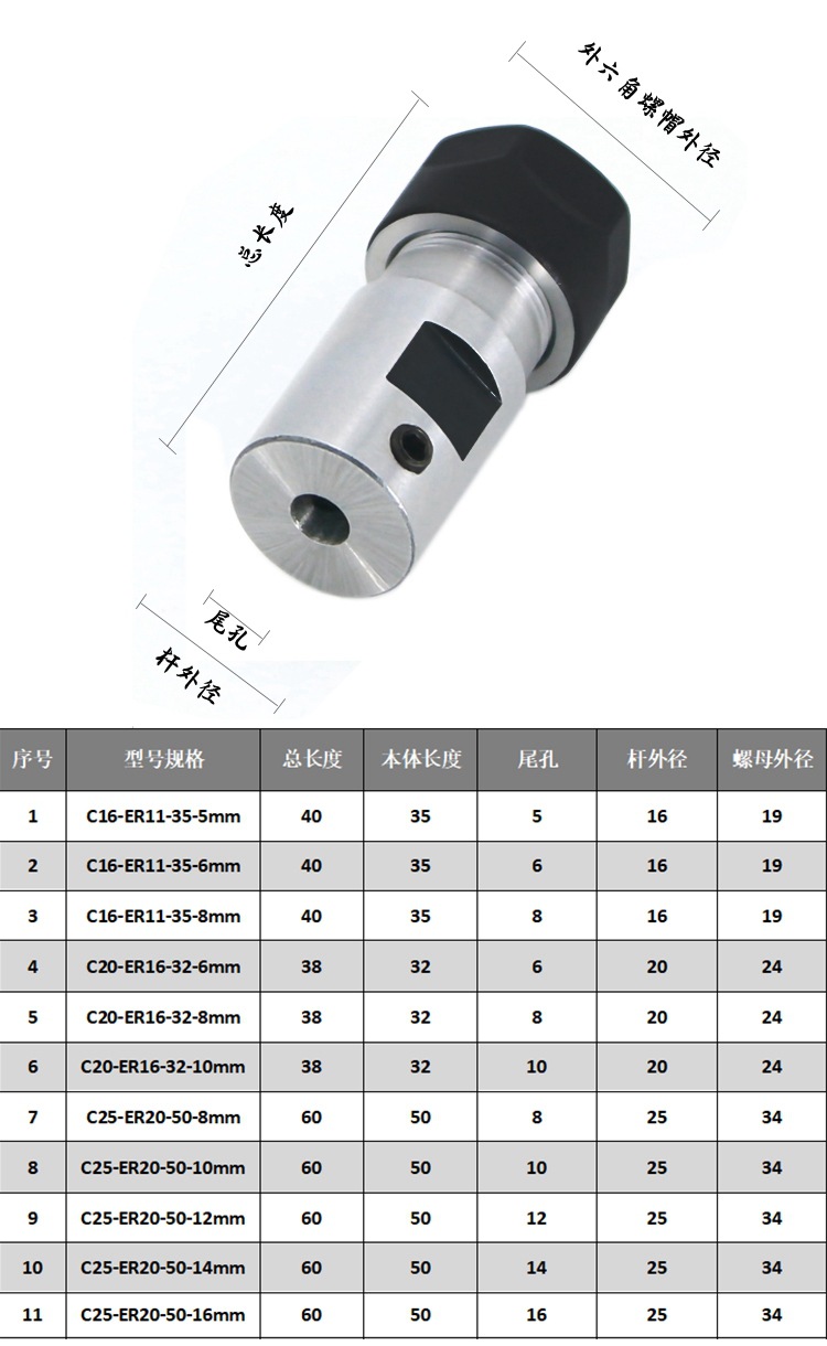 DIY Engraving Machine Spindle Clip Cutter Bar Motor Shaft Cutter Bar Blade Sheath ER11 ER16 ER20 Drill Tool Clip Set