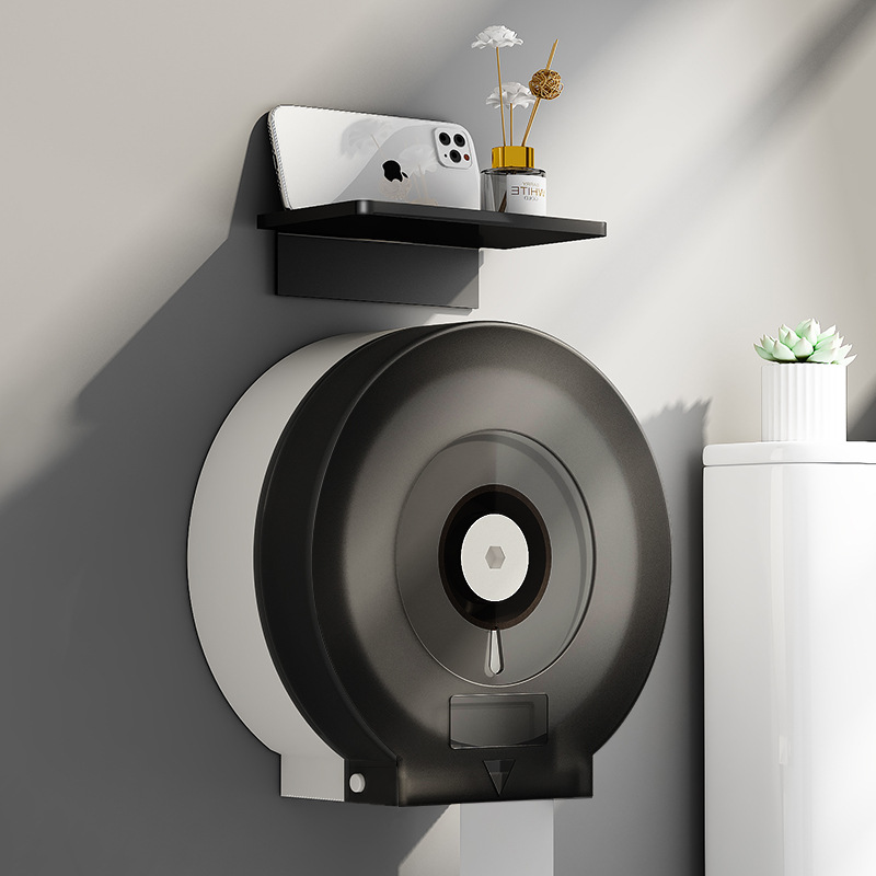Toilet Paper Roll Holder Wall-Mounted Tissue Box Punch-Free Toilet Large Plate Paper Box Hotel Tissue Storage Rack