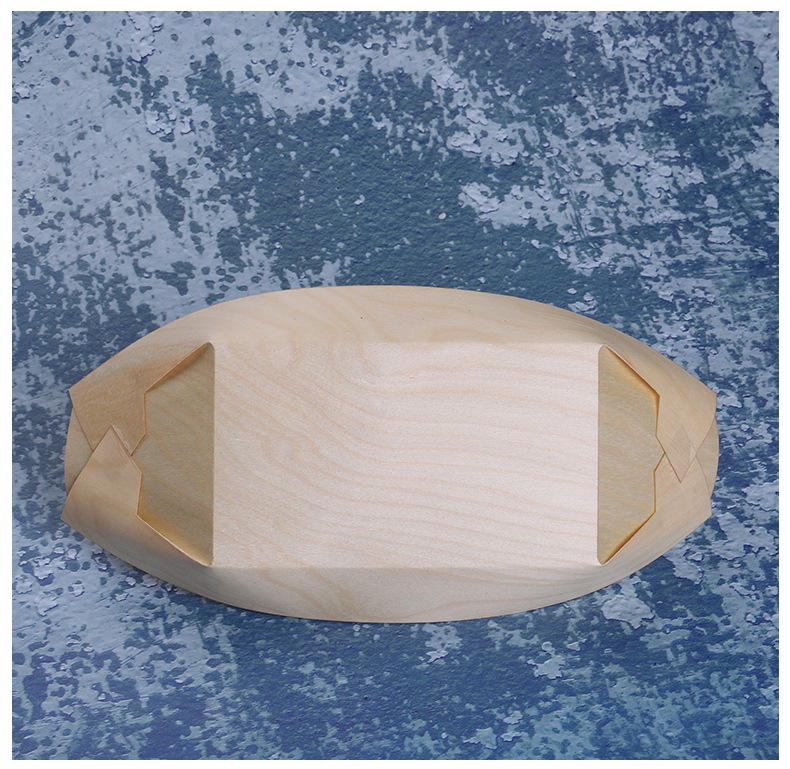 Disposable Open Paper Box Wooden Boat-Shaped Snack to-Go Box Japanese Cuisine Dessert Fruit Plate Disposable Open Paper Box Wooden Boat-Shaped Snack to-Go Box Japanese Cuisine Dessert Fruit Plate