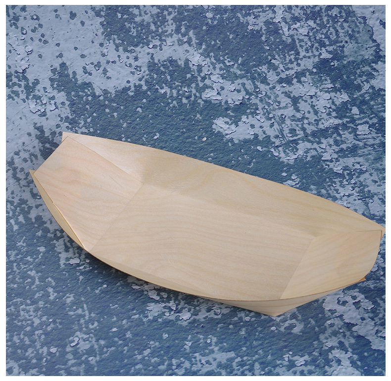 Disposable Open Paper Box Wooden Boat-Shaped Snack to-Go Box Japanese Cuisine Dessert Fruit Plate Disposable Open Paper Box Wooden Boat-Shaped Snack to-Go Box Japanese Cuisine Dessert Fruit Plate