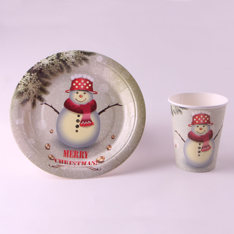 Christmas Party Gathering Decoration Supplies Dining Table Layout Disposable Paper Cup Plate Set Party