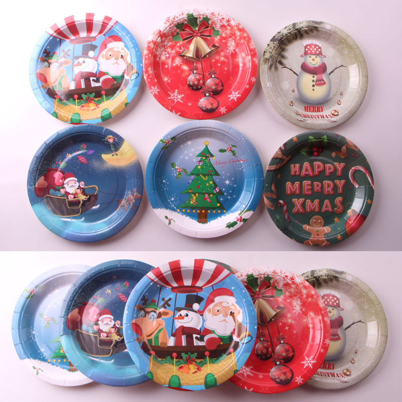 Christmas Party Gathering Decoration Supplies Dining Table Layout Disposable Paper Cup Plate Set Party