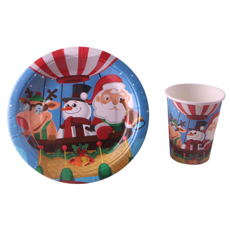 Christmas Party Gathering Decoration Supplies Dining Table Layout Disposable Paper Cup Plate Set Party