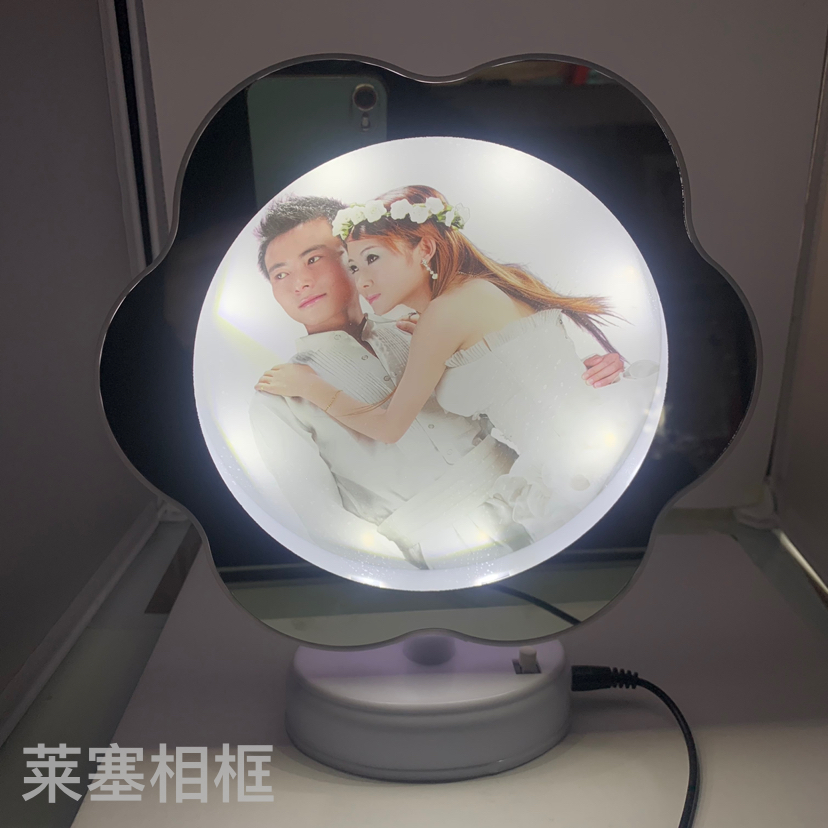 SUNFLOWER Shape Mirror with LED Light Creative Table Setting Decorative Gift Photo Living Room Bedroom Magic Mirror Photo Frame