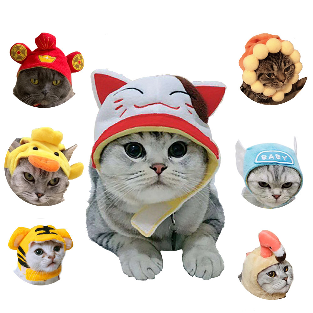 10 Pet Headwear Cute Dog Teddy Dress up Sunflower Lucky Headdress Wig Cat Headwear Hat