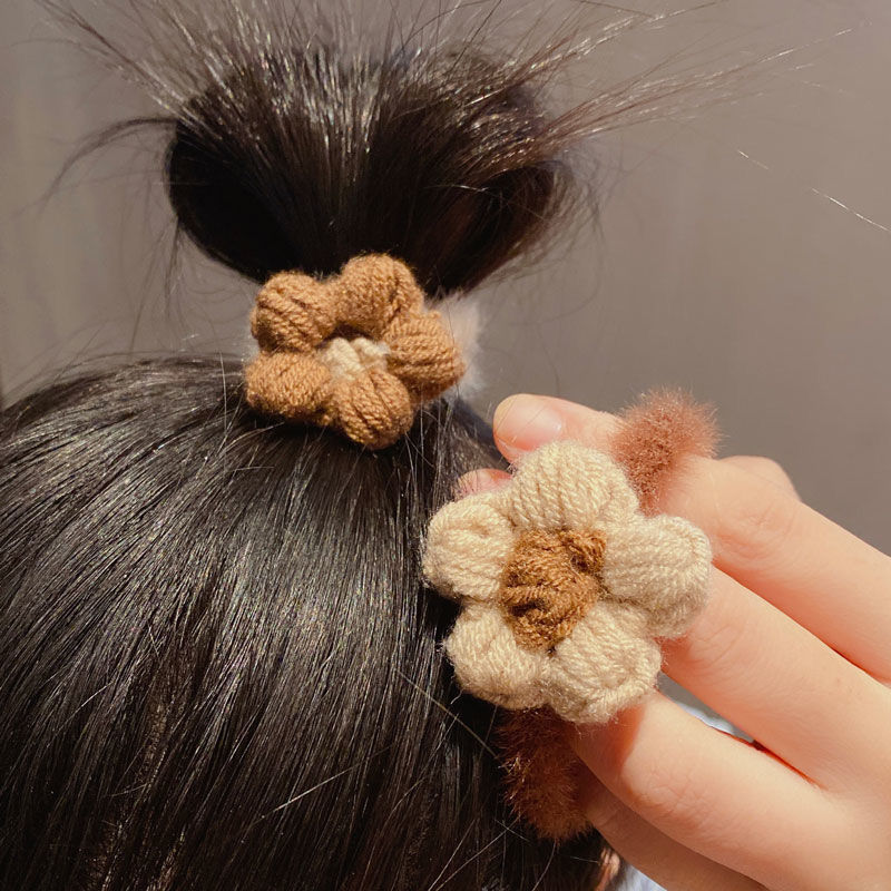 Flower accessories Small Flower Furry Hair Rope Gentle Good-looking Fairy Hair Band Simple Rubber Band Headdress Female