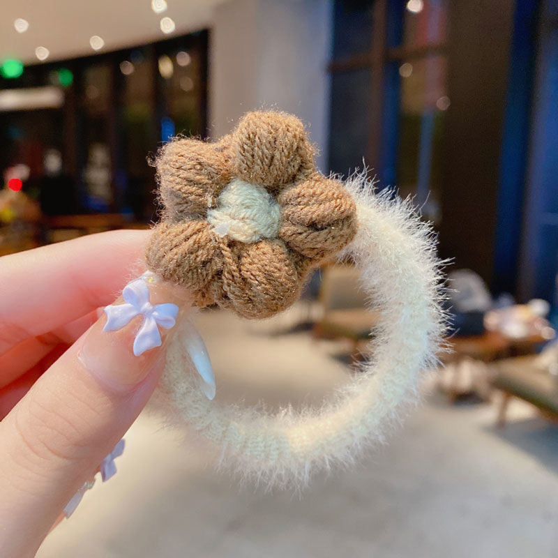 Flower accessories Small Flower Furry Hair Rope Gentle Good-looking Fairy Hair Band Simple Rubber Band Headdress Female