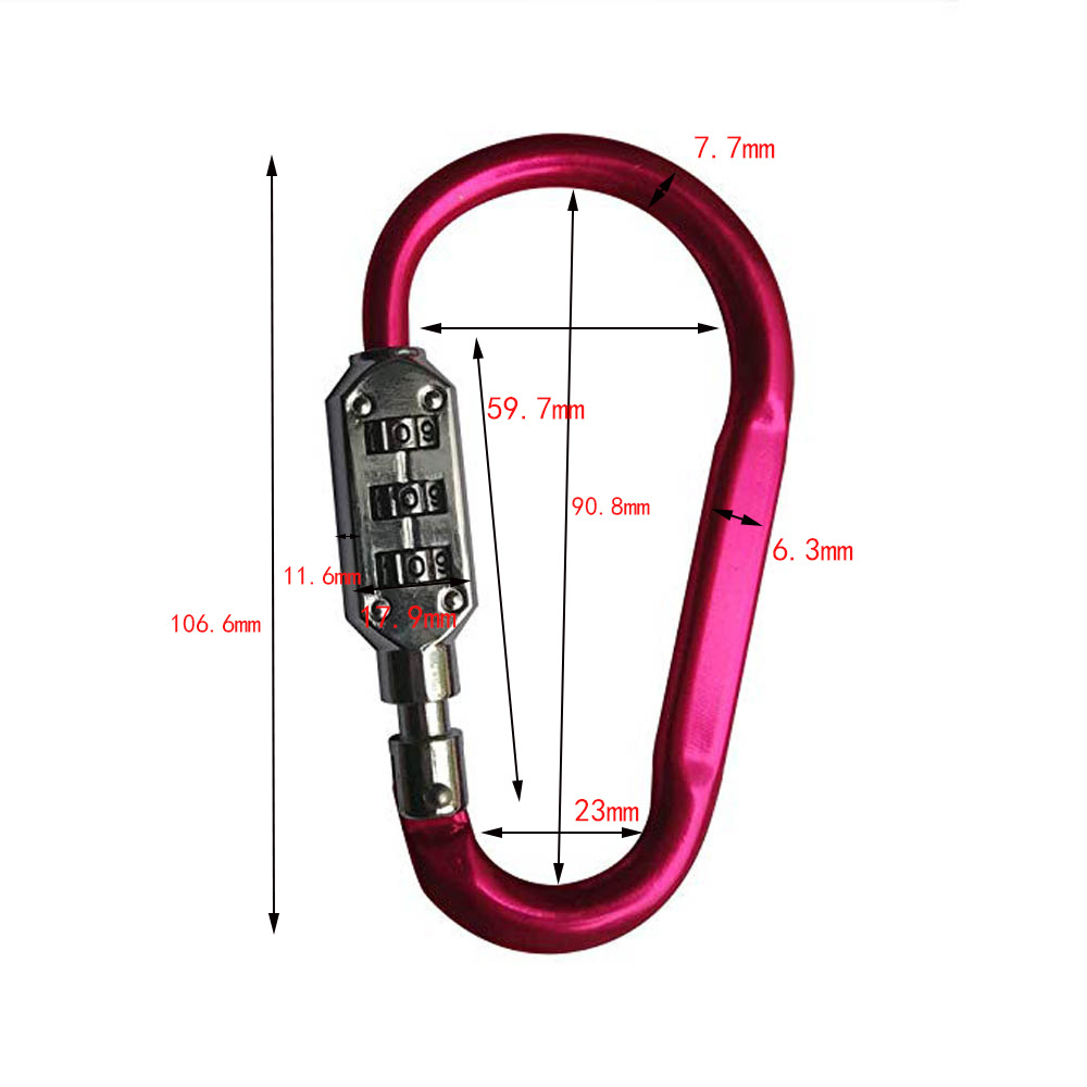 Outdoor Carabiner Mountaineering Password Lock Security Anti-Theft D-Type Padlock Metal Lock Backpack Digital Helmet Lock CH-22B