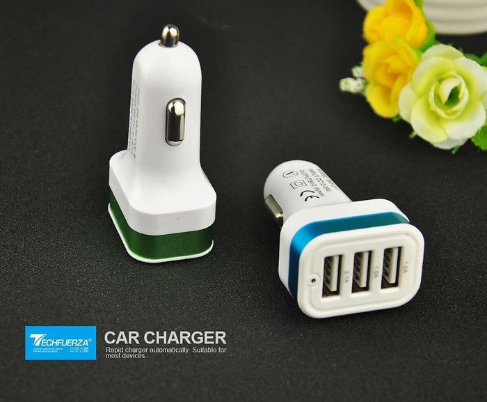 New square 3usb metal car charger USB mobile phone car charger custom logo New square 3usb metal car charger USB mobile phone car charger custom logo