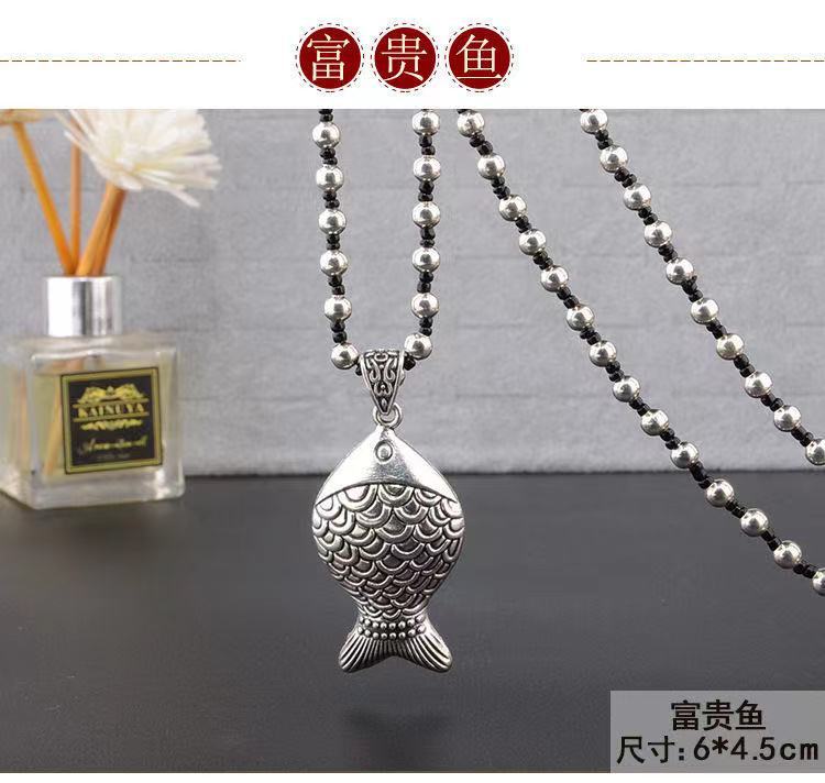 Retro Imitation Tibetan Silver Long Sweater Chain Safety Buckle Pendant Square Fortune Necklace for Women with Clothes Accessories Pendant Retro Imitation Tibetan Silver Long Sweater Chain Safety Buckle Pendant Square Fortune Necklace for Women with Clothes Accessories Pendant