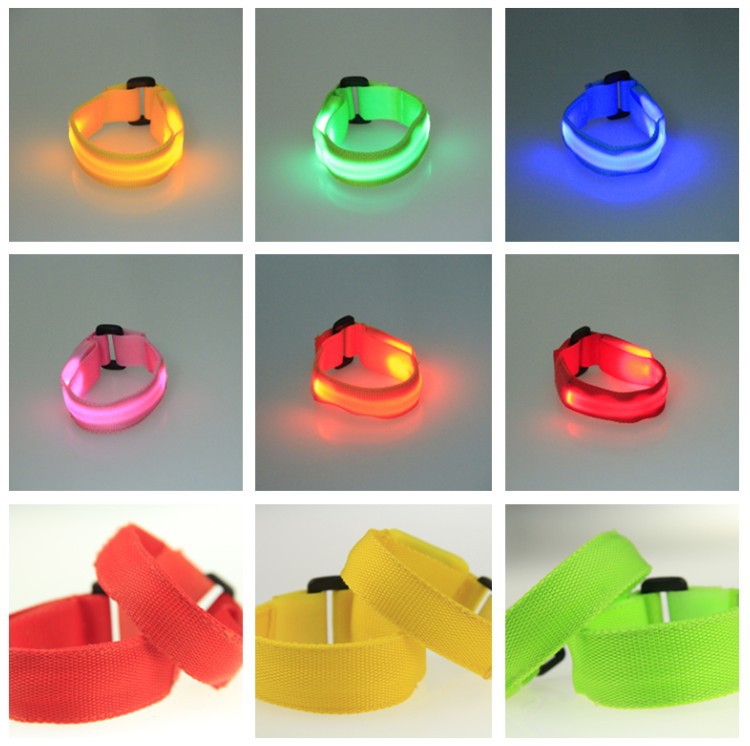 Double exposure buckle wrist band night running biker glowing arm with safety warning entertainment equipment