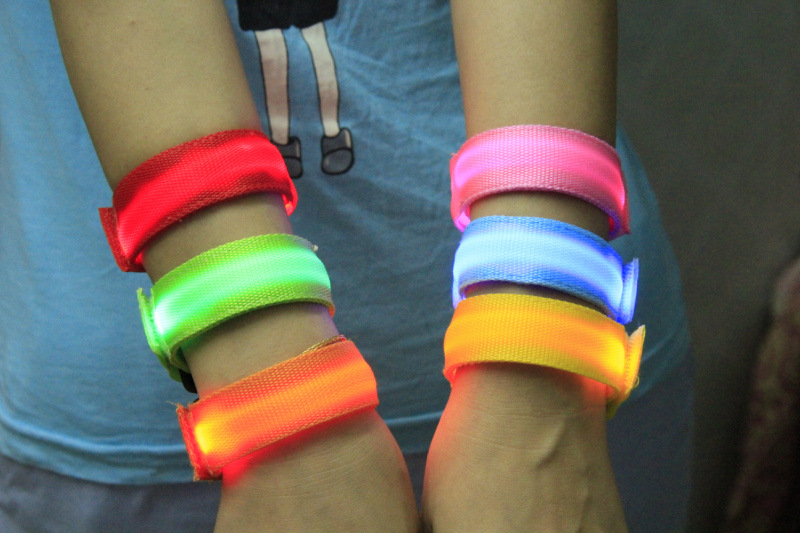 Double exposure buckle wrist band night running biker glowing arm with safety warning entertainment equipment