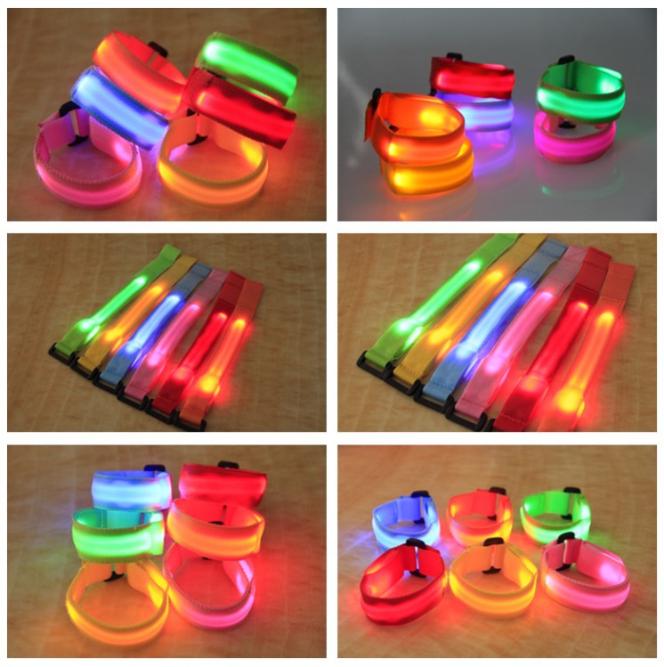 Double exposure buckle wrist band night running biker glowing arm with safety warning entertainment equipment