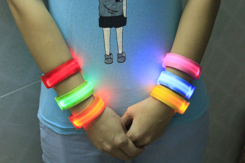 Double exposure buckle wrist band night running biker glowing arm with safety warning entertainment equipment