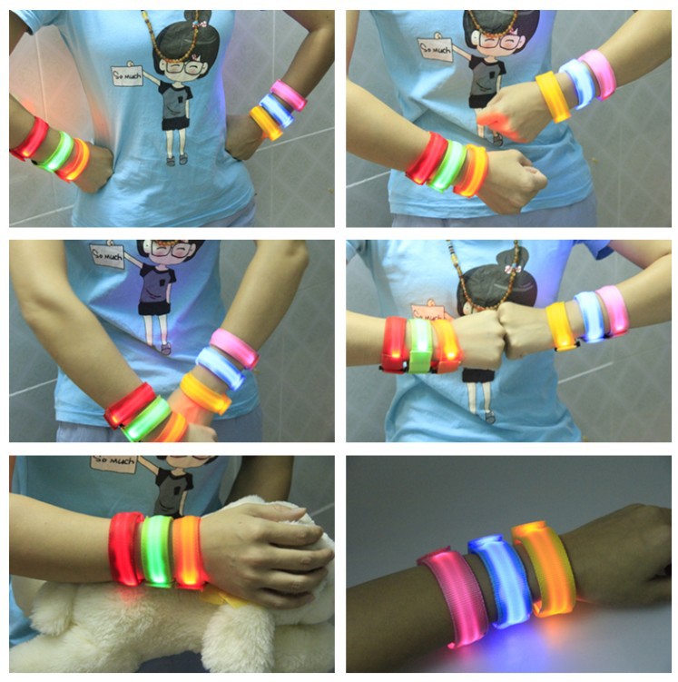 Double exposure buckle wrist band night running biker glowing arm with safety warning entertainment equipment