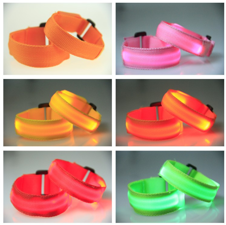 Double exposure buckle wrist band night running biker glowing arm with safety warning entertainment equipment
