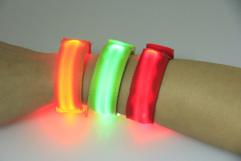 Double exposure buckle wrist band night running biker glowing arm with safety warning entertainment equipment