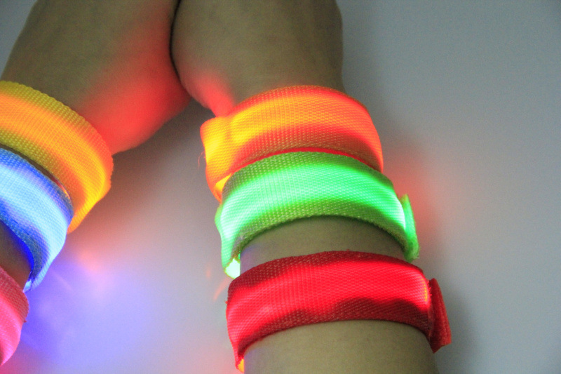 Double exposure buckle wrist band night running biker glowing arm with safety warning entertainment equipment