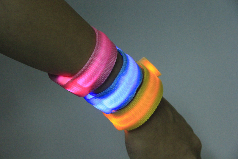 Double exposure buckle wrist band night running biker glowing arm with safety warning entertainment equipment